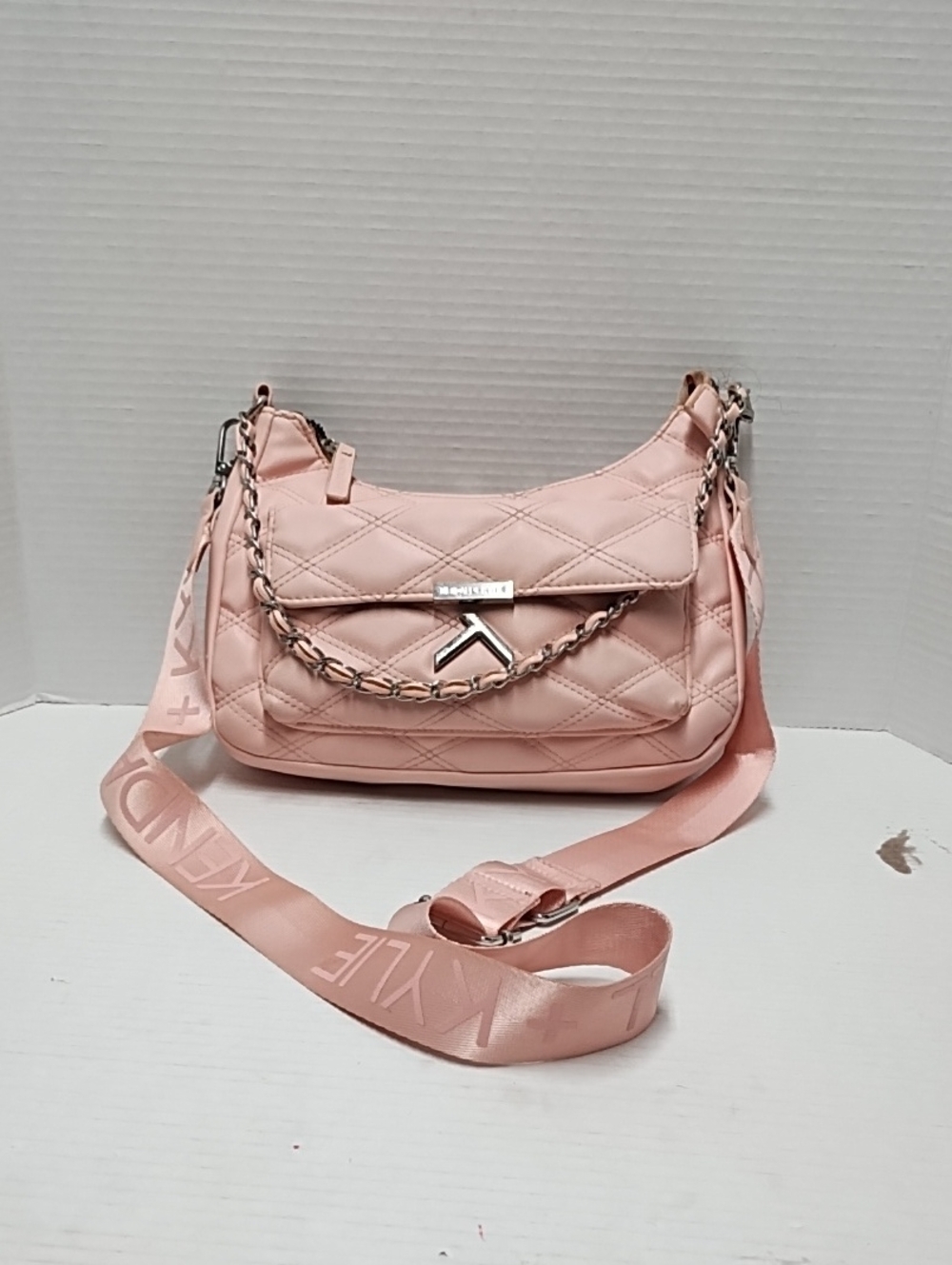 Kendall & Kylie Quilted Blush Pink Shoulder Bag with Chain Accent